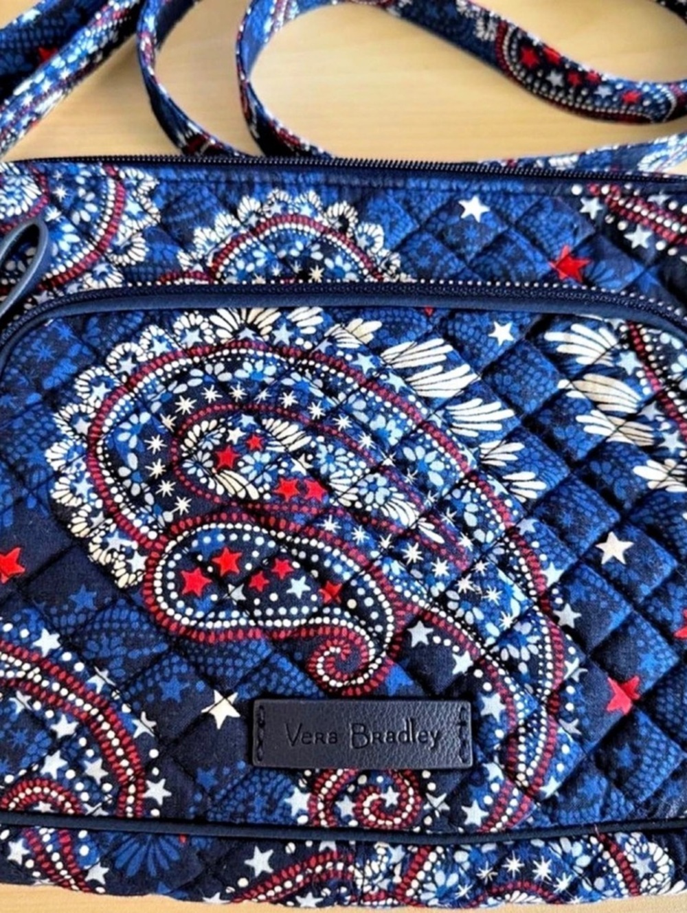 Vera Bradley RFID All in One Crossbody Blue & Red
